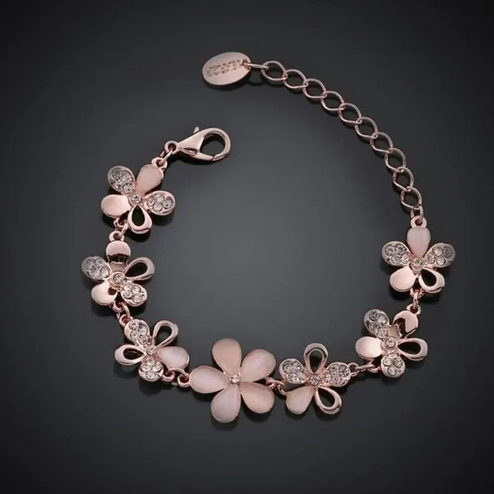 Antique Rose Flower Bracelet | Rose Gold