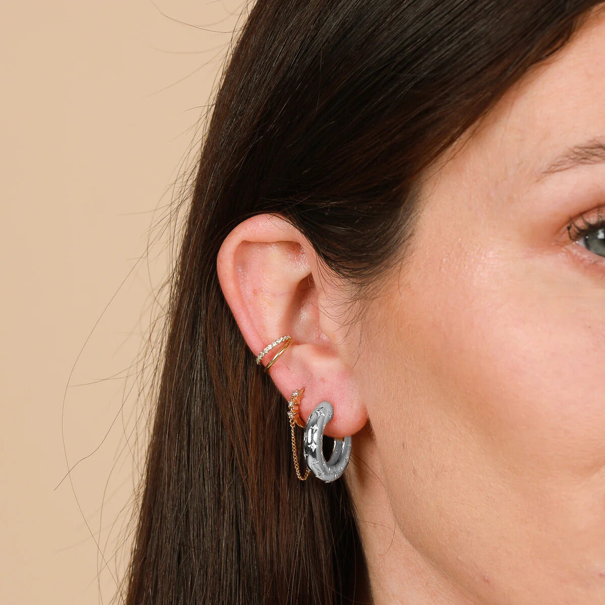 Cosmic Hoop Earrings | White Gold