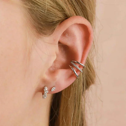 Crystal Cluster Huggies | White Gold