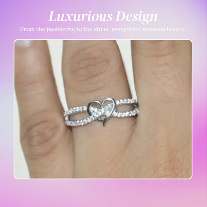 Tracy | Intertwined Heart Sparkle | Silver Ring