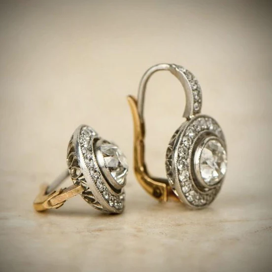 Vintage Gold & Silver Crystal Earrings