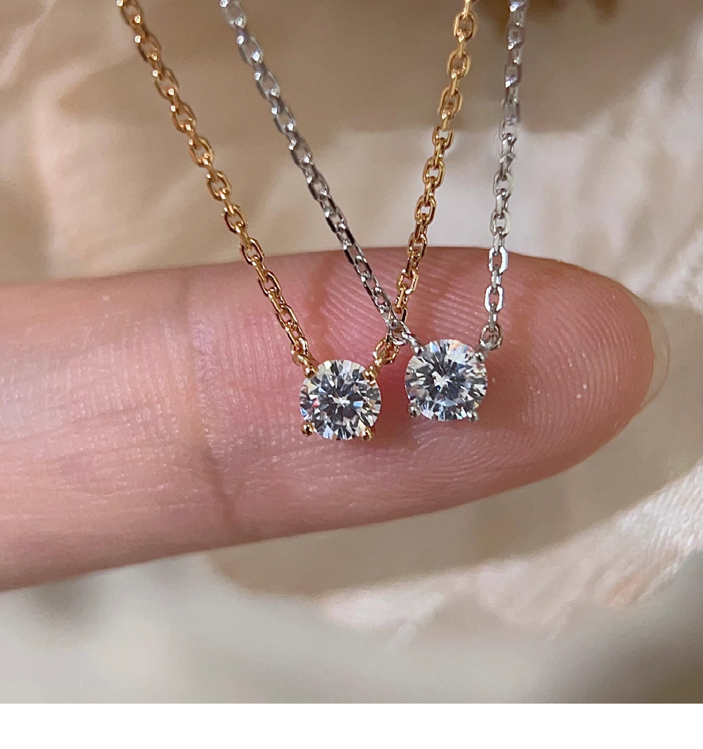 Clea™ | Gold Moissanite Stone Necklace